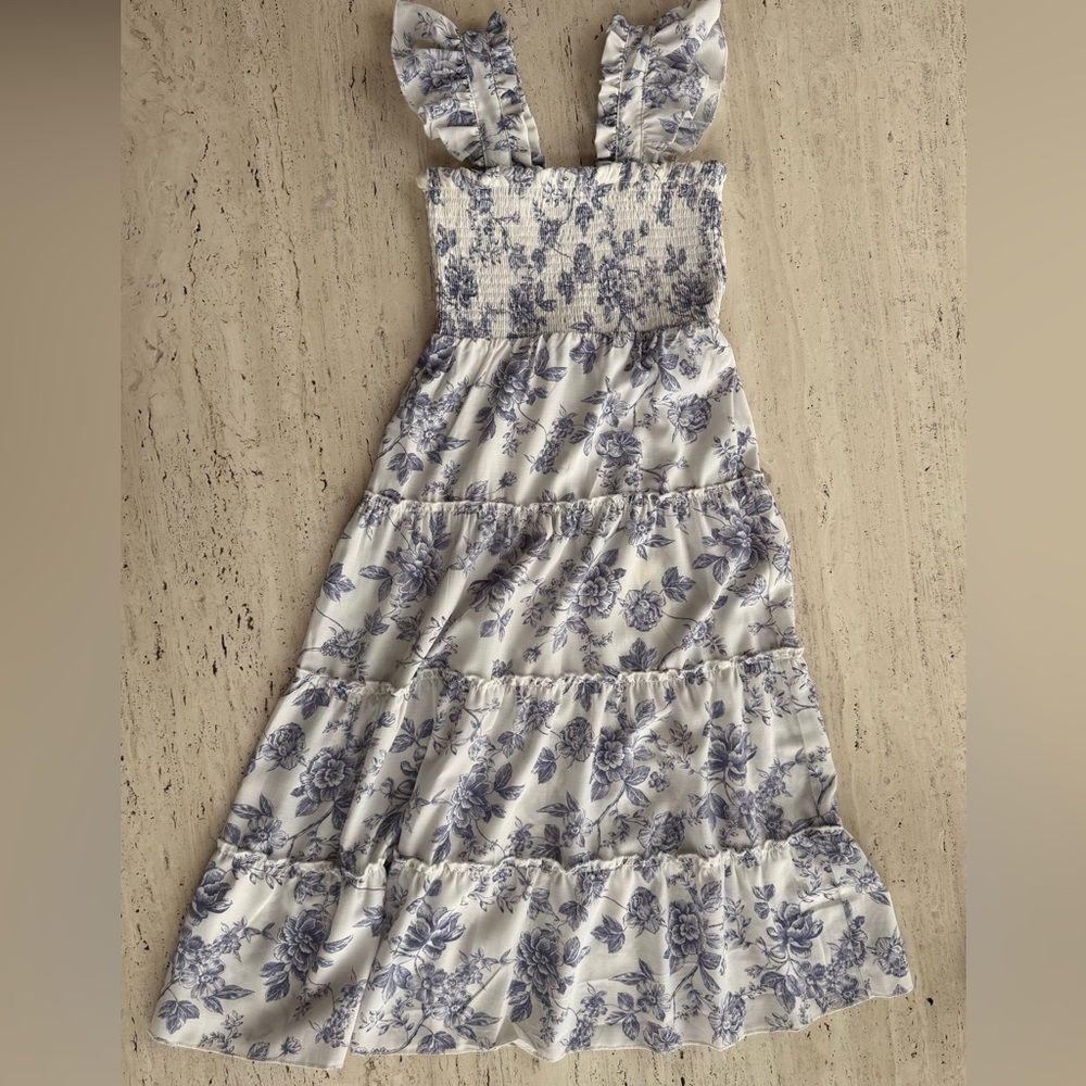 Floral Blue and White Dress, Girls 10